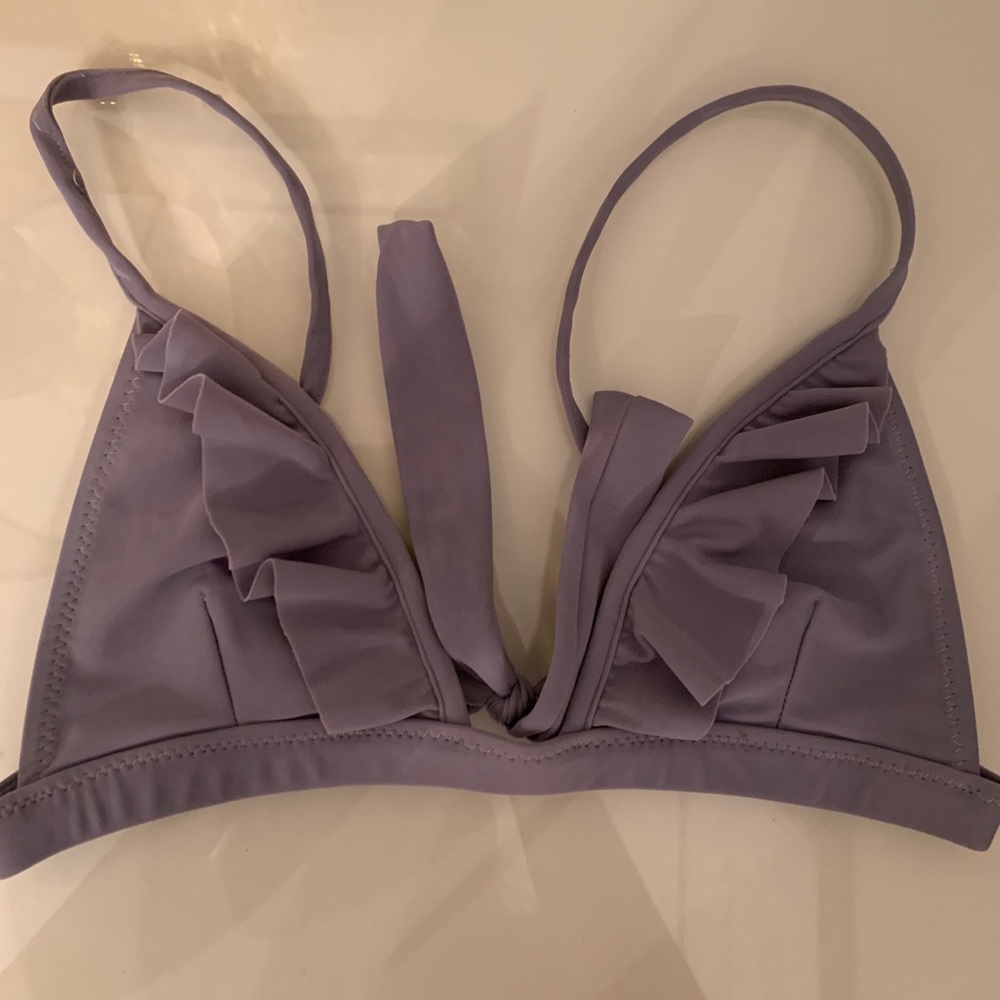 Gray Ruffle Kai Lani Bikini Top